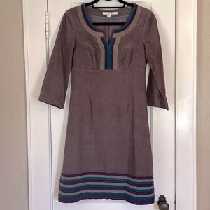 Boden Corduroy Shift Dress - three-quarter sleeves, size 4.